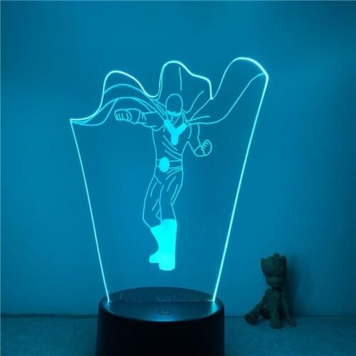 3D Nightlight Anime One Punch Man Saitama Action Figure 7 Colors Touch Optical Illusion Table Lamp Gift Decor Model