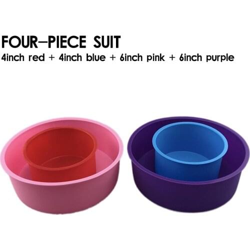 4x Round Cake Pan, 4 inch 6 Inch Silicone Cake Pan, Non Stick Bakeware for