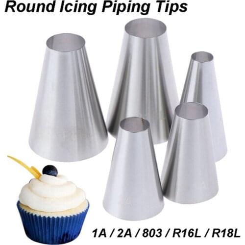 5Pcs/Set Round Shape Pastry Nozzles Cream Stainless Steel Icing Piping Pastry Nozzle Tips Baking Tools Cakes Decoration Tools