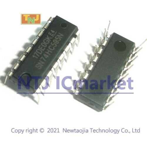 50 PCS SN74HC595N DIP-16 74HC595N 74HC595 8-Bit Shift Registers With 3-State Output Registers 16-PDIP Chip IC