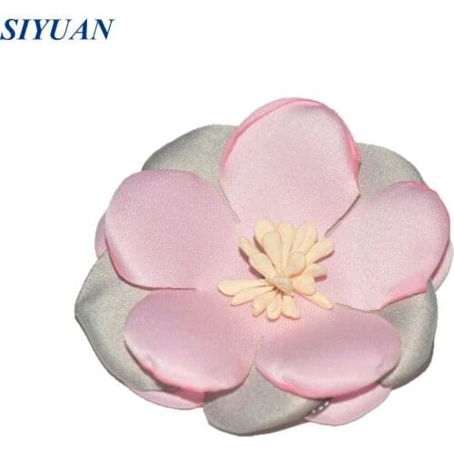 6pcs/lot Simple Style Burned Satin Flower Headdress with/without Alloy Alligator Three Layer Flower TH239