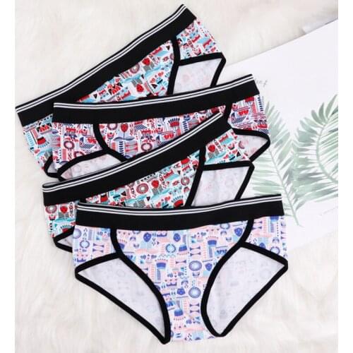 Seamless Panties For Women Cartoon Printed Underwear Sports Fitness Breathable Briefs Antibacterial Cotton Crotch Lady Lingerie