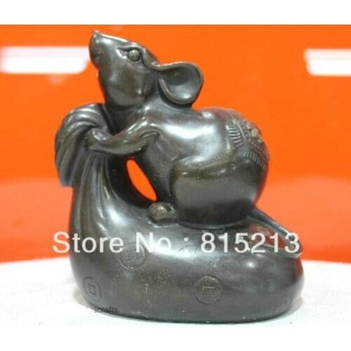 Bi00412 Chinese Folk Culture HandMade Pure Bronze statue Zodiac Mouse Bag Sculpture