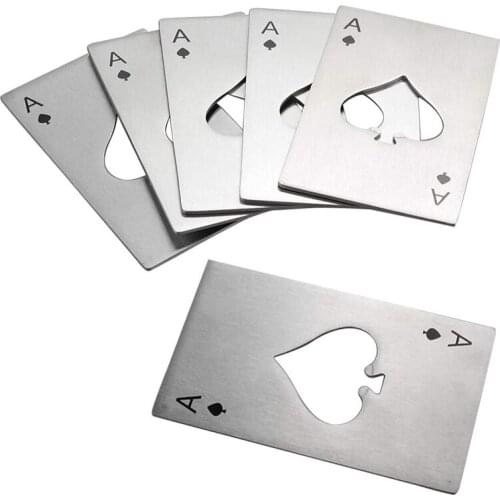 Black/Silver Creative Poker Card Spades Beer Bottle Opener Stainless Steel Credit Card Size Casino Bottle Opener Bar Tool