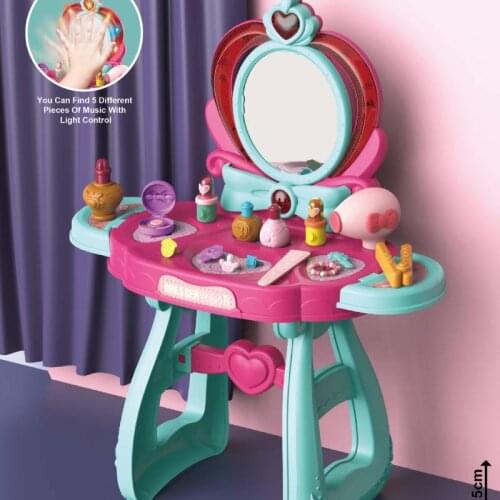 Комод для украшений Childrens Induction Music Girls Dressing Table Jewelry Simulation Of Every Family Princess Makeup Toys
