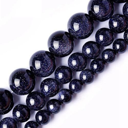 2-16mm Round Blue Sandstone Beads For Jewelry Making Beads Bracelets For Women Gift 15'' Needlework DIY Beads Trinket