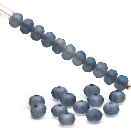 Frosted Crystal Rondelle 3x4mm, Faceted Glass Rondelle Beads, Matte Montana Blue -(BZ04-157)/ 145 Beads Full Strand