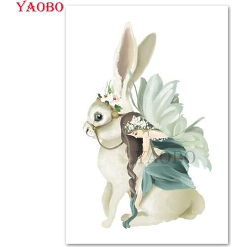 Cartoon fairy rabbit 3d diamond painting full square 5d diy diamond Embroidery sale mosaic Cross Stitch puzzle intellectual gift