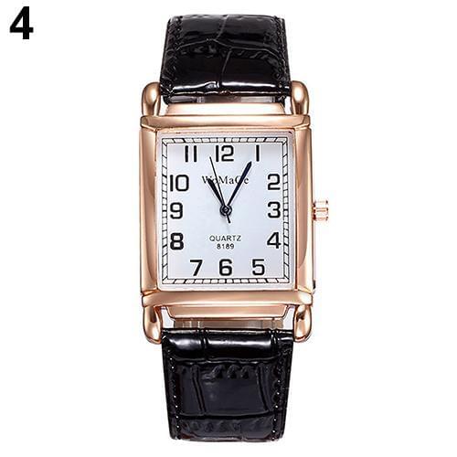 Men Women Fashion Faux Leather Band Square Dial Quartz Analog Wrist Watch