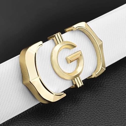 High quality Designer belts men genuine leather fashion g belt men luxury brand Cowskin casual white Waist Strap ceinture homme