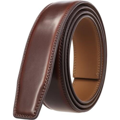 3.0cm 3.1cm High Quality Cow genuine leather mens belt no buckle cowhide strap for male ratchet automatic buckle belts