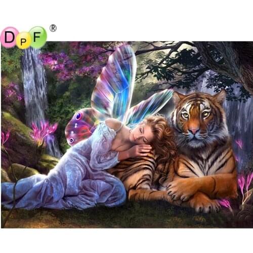 DPF DIY Elves and tigers 5D diamond embroidery full square home decor mosaic kit crafts needlework diamond painting cross stitch