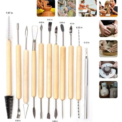11pcs Clay Sculpting Kit Sculpt Pottery Shapers Carved Tools Smoothing Polymer Modeling Tool Ceramic Perfect Wax Carving