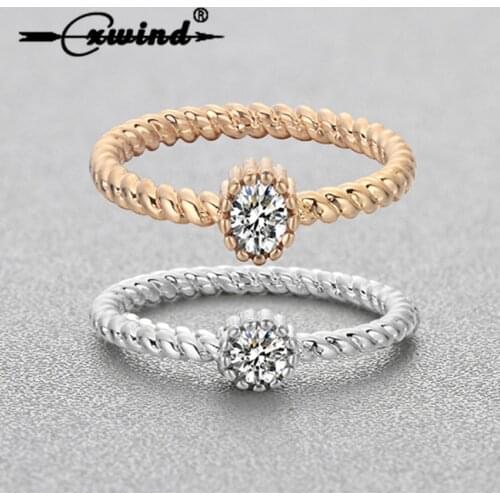 Cxwind New Twist Classical Cubic Zirconia Crystal Wedding Ring for Woman Girl Fashion Party Gift Rings Jewelry