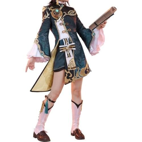 Pre-sale Genshin Impact Xingqiu Cosplay Game skin juvenile green thin shirt Mens costume suit
