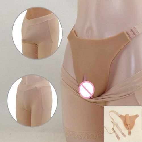 Realistic Panties Women Silicone Vagina Gaff Fake Pants with Artificial false vagina Thong Crossdresser Men Transgender Cosplay