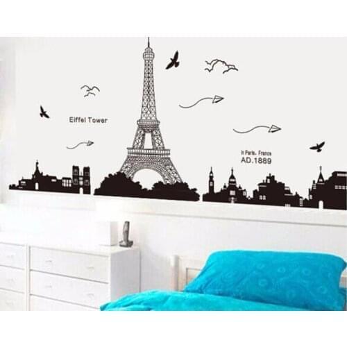 Eiffel Tower Removable Decor Environmentally Mural Wall Stickers Decal Removable I Love Paris Decal Vinyl Stickers Living Room