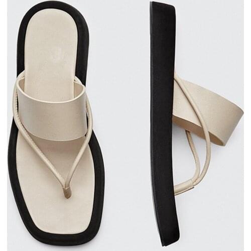 Jenny&Dave Summer England Vintage Fashion Thick Sole Soft Sheep Beach Flip Flops Slippers Women Shoes Woman Slides Shoes Women