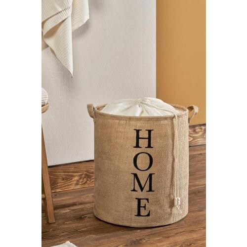 Gathered Jute Decorative Design Bathroom Foldable Dirty Laundry Storage Basket Organizer Collapsible Sorter Clothes Hamper