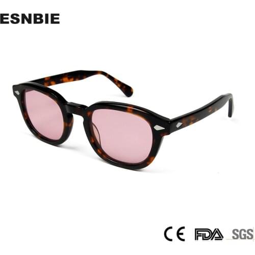 Top Quality Hinge Acetate Frame Round Sunglasses Men Women Fashion Clear Tinted Ocean CR39 Sun Glasses Retro Oculos De Sol