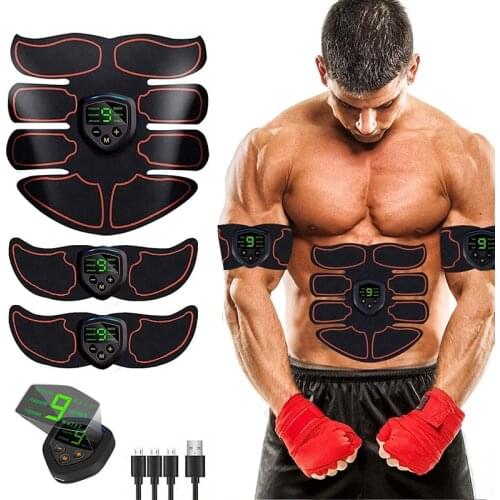 Abs Trainer EMS Muscle Stimulator LCD Display USB Rechargeable Abdominal Belt For Workout Weight Loss Home Gym Fitness Equipment
