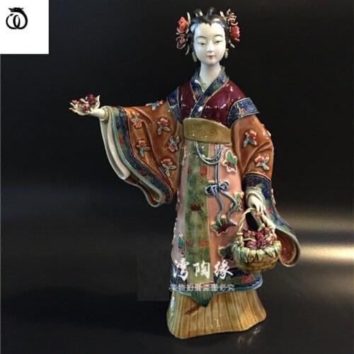 WU CHEN LONG Chinese Classical Ancient Beautiful Women Statue Lady Art Sculpture Ceramic Craft Home Decorations Ideas Gift R7098