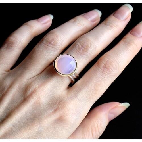 Famous Brand Sweet Pink Geometry Round Cubic Zironia CZ Ring For Women Statement Finger Ring 2021 Gifts