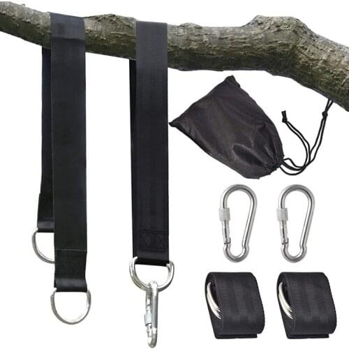 1.5 Meters Outdoor Hammock Swing Strap Hanging Kit Encrypted Polyester 300KG Load Capacity Rope Carabiner Outdoor Hiking Belt