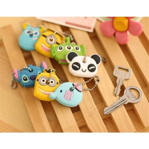 1PC Cartoon Key Cover Cute Anime Totoro Silicone KeyChains Women Funny Animal Key Holder Caps Key Chain Child Gift