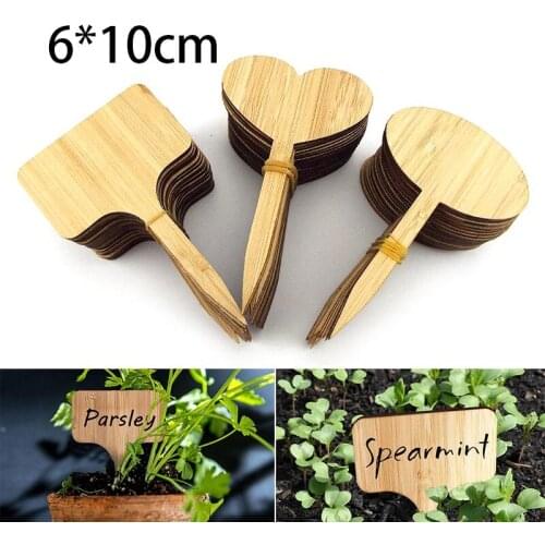 10*6cm T-Type Bamboo Plant Labels Eco-Friendly Wooden Flower Veg Sign Tags Garden Markers Tools for Pots Potted Herbs Flowers
