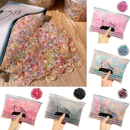 1000PCS Cute Girls Colorful Rings Disposable Rubber Bands Gum For Ponytail Holder Elastic Hair Bands Kids Hair Accessories