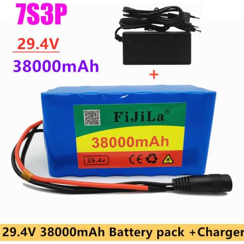 24V 38ah 7s3p 18650 battery lithium battery 29.4v 3800mah electric bicycle moped electric lithium ion battery pack + 2Acharger
