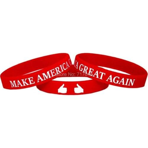 30pcs Make America Great Again Thumbs Up Trump wristband silicone bracelets free shipping by ePacket A