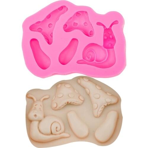 M0510 3D Silicone Molds Snail Mushrooms Fondant Chocolate Candy Mold Cake Decorating Baking Tools