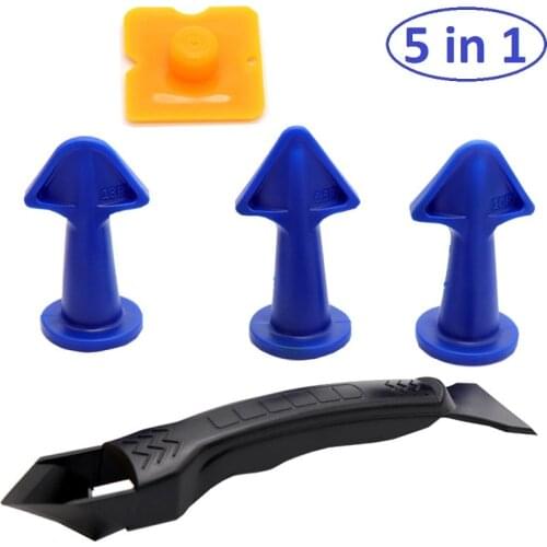 5 in 1 Silicone Glue Remover Sealant Smooth Scraper Grout Kit Caulk Finisher Multifunctional Grout Remover Spatula Caulking Tool