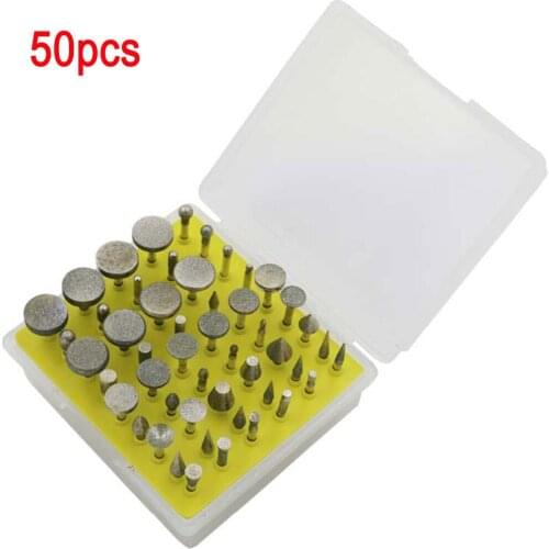 50Pcs Diamond Grinding Head 1/8" Shank 120 Grit For Rotary Power Tool Accessory Kit Set