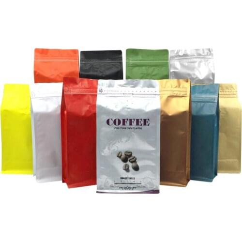 500pcs/lot 1Pound Coffee Bean Pouch With One Way Valve Aluminum Foil Zip Lock Packaging Coffee Bean Bag Food Storage Bags Pouch