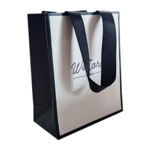 500/Pcs Wholesale Custom Luxury Matte Paper Gift Bag With Ribbon Handle Personalized Bags with Logo for Jewelry Boxes Packaging