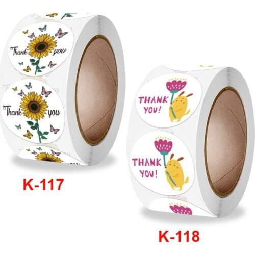 500pcs/roll Thank You Stickers Seal Labels Flower Stickers For Hand Made Gift Or Wedding Decor Labels Stationery Stickers Rolls