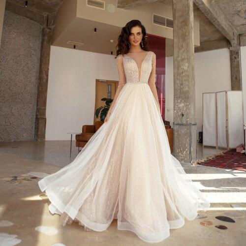 A Line Scoop Neck Light Pink Wedding Dress 2021 Lace Appliques Wedding Gowns Sleeveless Bridal Dresses Vestido De Noiva