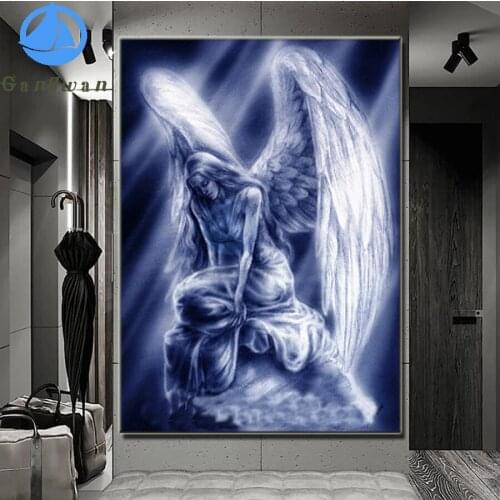 3D Diy Diamond Painting Anime angel Art Diamond Picture Mosaic Lonely silent angel pattern embroidery sale Home Wall Decoration