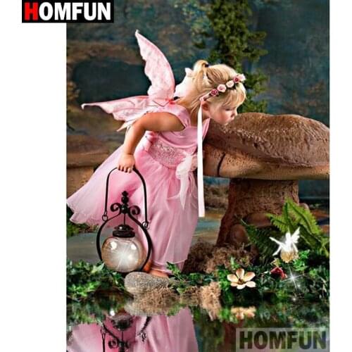 HOMFUN Full Square/Round Drill 5D DIY Diamond Painting "Butterfly girl" 3D Diamond Embroidery Cross Stitch Home Decor A19514