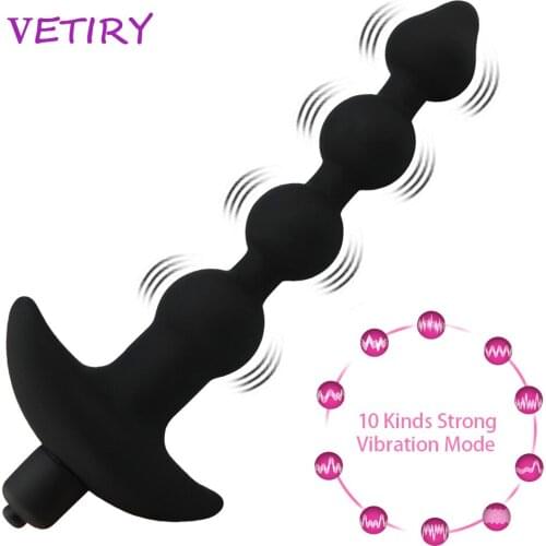 VETIRY Long Anal Vibrator Anal Beads Butt Plug Sex Toys for Men Prostate Massage Dildo Vibrator for Women Masturbation 10 Speed