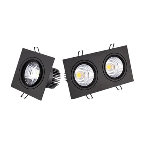 Black 10w 20w AC85V-265V 110V / 220V LED Dimmable Ceiling square Cob Downlight Recessed LED Wall Lamp Spot light Led Bulb