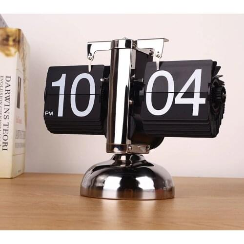 Vintage Retro Auto Flip Digital Clock Modern Desk Stand Clock Home Shop DIY Decor Metal Single Double Stand Table Clock
