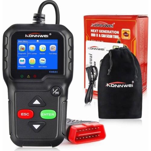 KONNWEI KW680 Best OBD2 ODB 2 Car Diagnosis Scanner OBD 2 Diagnostic Tool Support Multi-language Automotive Scanner in Russian