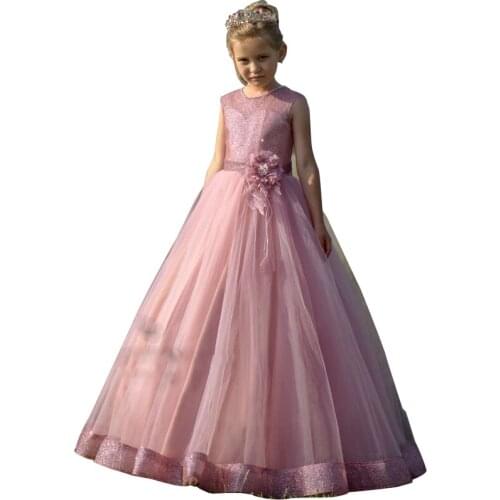 Long girls dress white first communion dresses kids clothes girls 8 to 12 deguisement enfant fille pink flower girls tulle dress