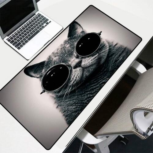Mairuige Game Mouse Pad Animal with Sunglasses Cat Pattern Printing Big Mouse Pad Computing Notebook Office Game Accessories