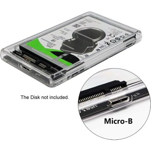 Jimier Type-C USB-C to 2.5 Inch SATA SSD HDD External Enclosure Transparent for Laptop & PC