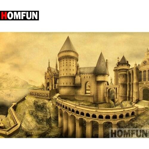 HOMFUN Full Square/Round Drill 5D DIY Diamond Painting "Castle scenery" Embroidery Cross Stitch 3D Home Decor Gift A11871